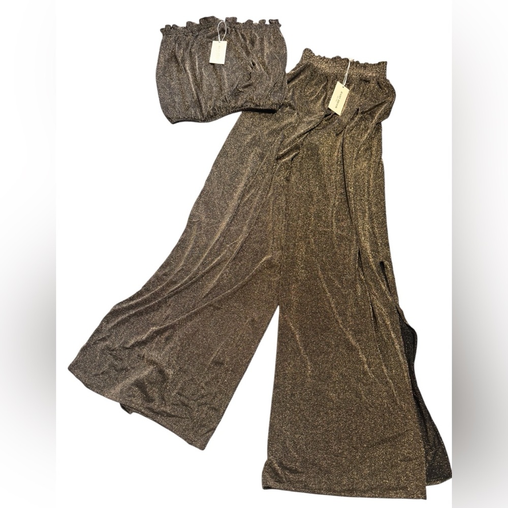 RAMY BROOK***Gold Shimmer Yanni Sparkle 2-Piece Set****Size S****$520 NWT